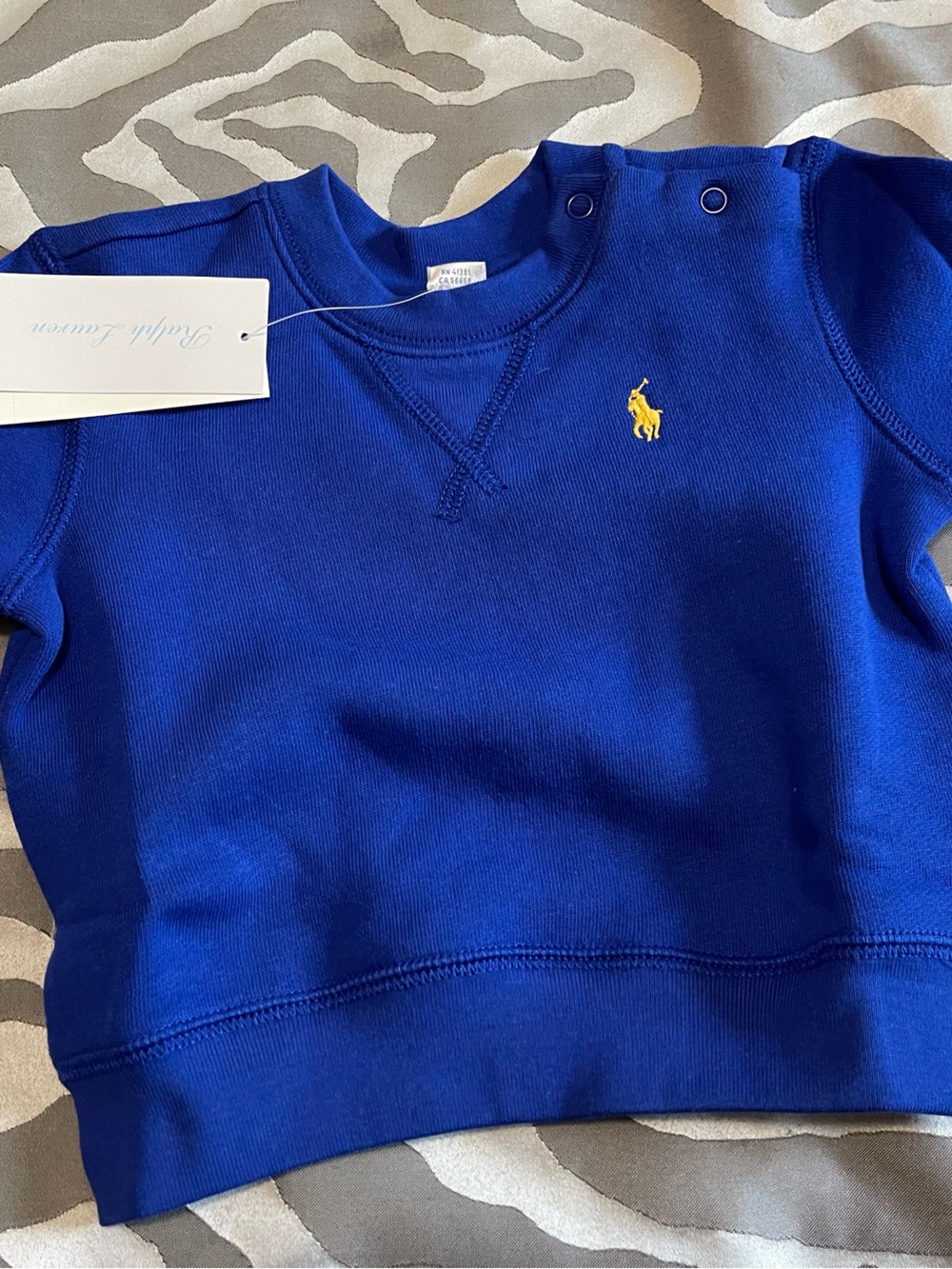 Ralph Lauren Toddler Crewneck Sweatshirt in Royal Blue with Yellow Pony